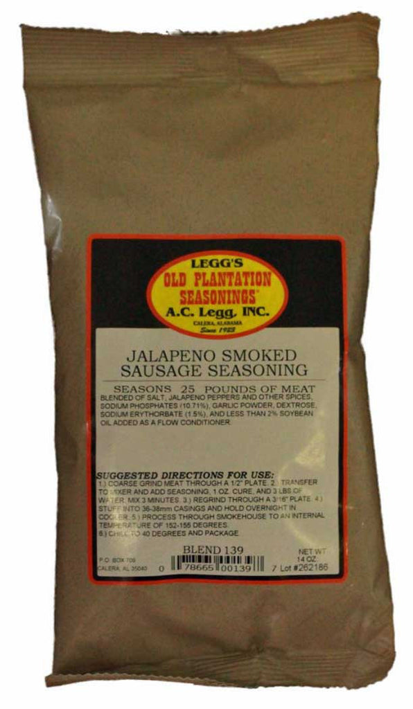A.C. Legg Jalapeno Smoked Sausage Seasoning. Blend #139