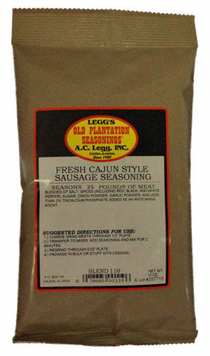 A.C. Legg Fresh Cajun Style Sausage Seasoning. Blend #110