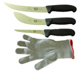 Victorinox 5 Inch Boning Knife, 8 Inch Breaking, Knife 6 Inch Skinning Knife & SMALL Polar Bear Cut Resistant Glove