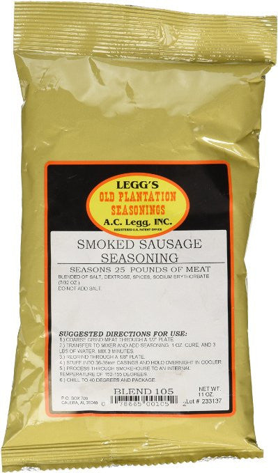 A.C. Legg Smoked Sausage Seasoning. Blend #105